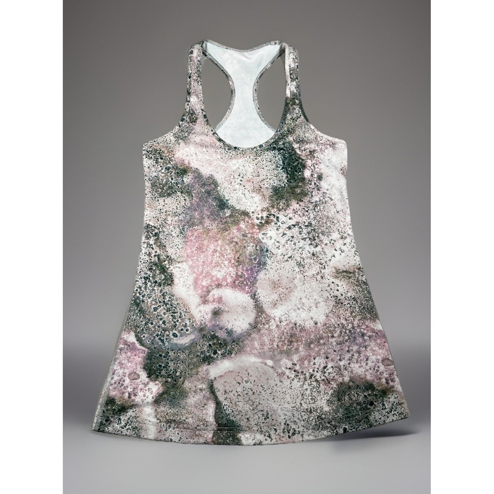 Lululemon Racerback Tank Top Pink Green White Women's‎ Size 2 -EUC